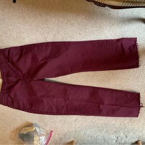 MOTHER Tripper Ankle Fray Deep Red /Burgundy/Wine Trousers
